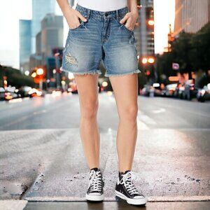 Frayed Jeans High Waist Shorts -31